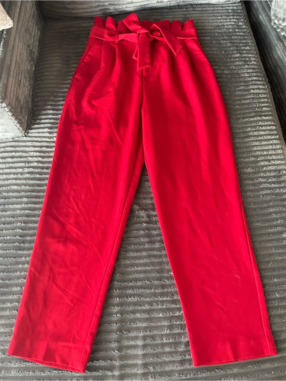 H&M Red Straight Leg Paperbag Jeans